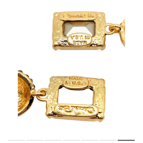 NWOT Rare. Autentic. Half Pavé Crystal Drop Earrings by Oscar de la Renta - Picture 7 of 10